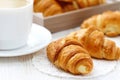 White coffee and croissant for breakfast