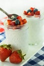 Breakfast Yogurt With Strawberries and Blueberries with Spoon Royalty Free Stock Photo