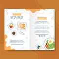 Breakfasts Brochure Template Flat Cartoon Background Vector Illustration