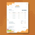 Breakfasts Invoice Template Flat Cartoon Background Vector Illustration