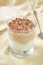 Breakfest - coffee dessert with yogurt and chocolate shavings Royalty Free Stock Photo