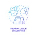 Breaking design conventions blue gradient concept icon