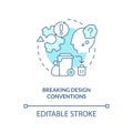 Breaking design conventions turquoise concept icon Royalty Free Stock Photo