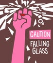 Breaking the glass ceiling feminist poster or banner design.