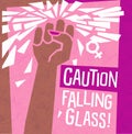 Breaking the glass ceiling feminist poster or banner design. Royalty Free Stock Photo