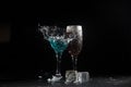 The breaking of a glass with fragments. Royalty Free Stock Photo