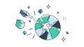 Breaking Globe and Debris, vector design Generative AI Royalty Free Stock Photo
