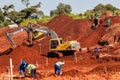 Breaking Ground Excavators Construction Royalty Free Stock Photo