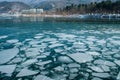 Breaking ice float at the river