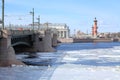 Breaking of the ice on the river Neva in St. Petersburg, Russia