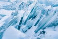 Breaking Ice surface over water lake Baikal Russia winter season Royalty Free Stock Photo