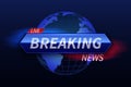 Breaking news banner. Live tv studio headline. Broadcast show vector graphics