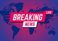 Breaking news. News broadcast and breaking news live on world map background. Vector illustration. Royalty Free Stock Photo