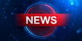 Breaking news graphic with digital HUD elements, displaying text label on red banner, abstract blue background interface Royalty Free Stock Photo