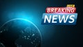 Breaking news live. Abstract futuristic background with a glowing blue planet earth. Technology and business. Live on TV. Many sta Royalty Free Stock Photo