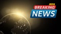 Breaking news live. Abstract futuristic background with a glowing yellow planet earth. Technology and business. Live on TV. Many s Royalty Free Stock Photo