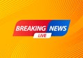 Breaking News Live Banner on Yellow Wavy Lines Background. Business and Technology News Background. Vector Illustration