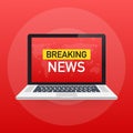 Breaking News Live on World Map Background. News background, breaking news, vector infographic with news theme. Royalty Free Stock Photo