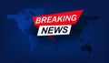 Breaking News Live on World Map Background. Technology News Background. Vector Illustration. Royalty Free Stock Photo