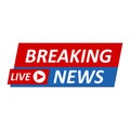 Breaking News Logo, Live Banner.TV news, Mass media design.