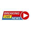 Breaking News Logo, Live Banner.TV news, Mass media design.