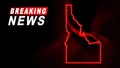 Breaking News Map of Idaho, outline red glow map