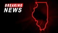 Breaking News Map of Illinois, outline red glow map