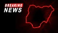 Breaking News Map of Nigeria, outline red glow map