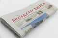 Breaking News newspaper headline. Royalty Free Stock Photo