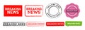 breaking news rectangle circle stamp and speech bubble label sticker sign for announcement scandal public Royalty Free Stock Photo