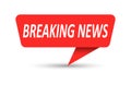 BREAKING news. A red banner, pointer, sticker, label or speech bubble for apps, websites and creative ideas Royalty Free Stock Photo