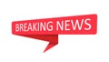 BREAKING news. A red banner, pointer, sticker, label or speech bubble for apps, websites and creative ideas Royalty Free Stock Photo
