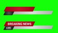 Breaking News and red lower third title strap, on green screen. Background for headline of television, video and media Royalty Free Stock Photo