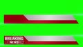 Breaking News and red lower third title strap, on green screen. Background for headline of television, video and media Royalty Free Stock Photo