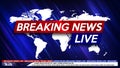 Breaking news Screen saver  background. Urgent news release on television. Breaking news live on world map background Royalty Free Stock Photo