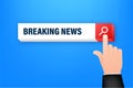 Breaking News search line with hand. News background, breaking news, vector infographic with news theme Royalty Free Stock Photo