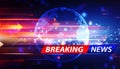 Breaking News template title with shadow on Holographic globe on world map background for screen TV, Technology background Royalty Free Stock Photo