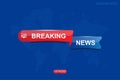 Breaking News template title with technology world map on white background for screen TV channel. Flat vector illustration EPS10 Royalty Free Stock Photo
