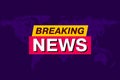 Breaking News, TV screen saver, vector background with world map Royalty Free Stock Photo