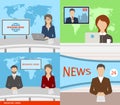 Breaking News TV, Speakers, Reporters, Announcers, Anchormans, Commentators Royalty Free Stock Photo