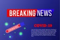 Breaking News. Wuhan. 2019-ncov. Test tube Coronavirus Outbreak Abstract Banner. Breaking news background for medical