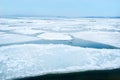 Breaking spring ice floe at japanese sea