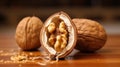 Breaking Walnut in macro shot - stock concepts Royalty Free Stock Photo