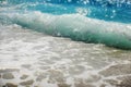 Breaking Wave of Blue Ocean on sandy beach Summer Background Royalty Free Stock Photo