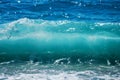 Breaking Wave of Blue Ocean on sandy beach Summer Background Royalty Free Stock Photo