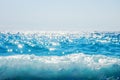 Breaking Wave of Blue Ocean on sandy beach Summer Background Royalty Free Stock Photo