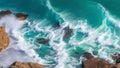 Breaking Waves Against a Rocky Shoreline.