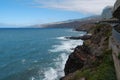 Breaking waves of Atlantic ocean and dangerous rocks, Tenerife island Royalty Free Stock Photo