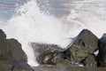 Breaking waves on the Devon shore UK