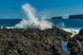 Breaking of waves at hana maui hawaii Royalty Free Stock Photo